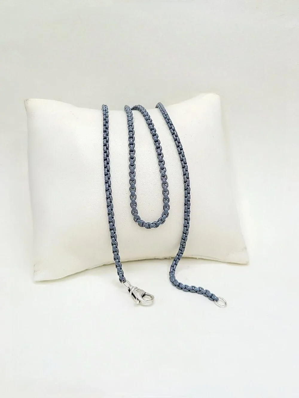 David Yurman Box Chain Necklace in Sterling Silver w/ Gray Stainless Steel - 22